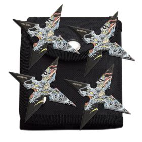 4-INCH 4 Points Throwing Stars with Pouch - 4 Pack