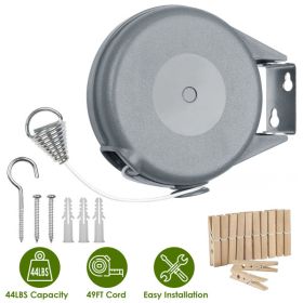 Retractable Clothesline Outdoor- Portable Heavy Duty Indoor and Outdoor Washing Line - 49 Feet PVC Retracting Clothes Line with Wall Mount Hang T