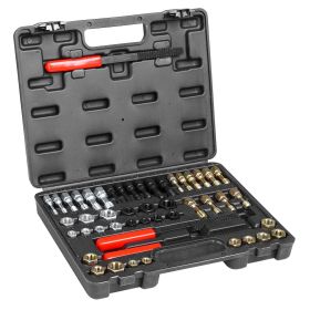 VEVOR 49-Piece Thread Chaser Set, UNC UNF and Metric Thread Restorer Tool, Rethreading Tool Kit with 22 Taps 24 Dies 3 Thread Files Storage Case