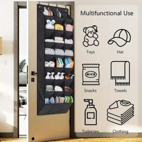 Over the Door Shoe Organizer Rack - 8-Tier Hanging Shoe Storage with 24 Large Deep Pockets, Space-Saving Heavy-Duty Door Shoe Rack for Closets