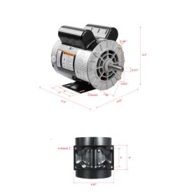 5HP SPL Air Compressor Motor 230V 17.6A 3450RPM 56 Frame CW/CCW Rotation (Factory Setting Is CCW) (Option: Black)