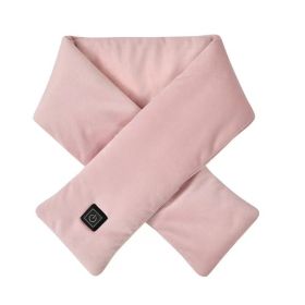 Electric Heated Winter Scarves Adjust Temperature Heating Neckerchief Comfortable USB Charging Collar Scarves Shawl Neck Warmer (Color: Pink)