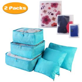 9Pcs/Set Clothes Storage Bags Water-Resistant Travel Luggage Organizer Clothing Packing Cubes for Blouse Hosiery Stocking Underwear (Quantity: 2Set(18Pcs), Color: Blue)