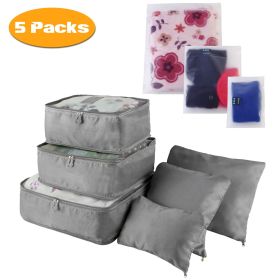 9Pcs/Set Clothes Storage Bags Water-Resistant Travel Luggage Organizer Clothing Packing Cubes for Blouse Hosiery Stocking Underwear (Quantity: 5Set(45Pcs), Color: Gray)