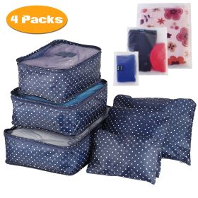 9Pcs/Set Clothes Storage Bags Water-Resistant Travel Luggage Organizer Clothing Packing Cubes for Blouse Hosiery Stocking Underwear (Quantity: 4Set(36Pcs), Color: NavySpot)
