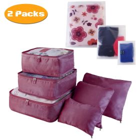 9Pcs/Set Clothes Storage Bags Water-Resistant Travel Luggage Organizer Clothing Packing Cubes for Blouse Hosiery Stocking Underwear (Quantity: 2Set(18Pcs), Color: Burgundy)
