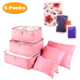 9Pcs/Set Clothes Storage Bags Water-Resistant Travel Luggage Organizer Clothing Packing Cubes for Blouse Hosiery Stocking Underwear (Quantity: 5Set(45Pcs), Color: Pink)